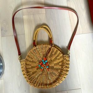 Rafa/straw tote with removable straps.